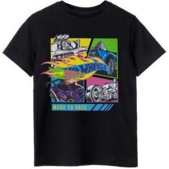Hot Wheels Velocity Neon Graphic Tee – Boys 9‑10, Black