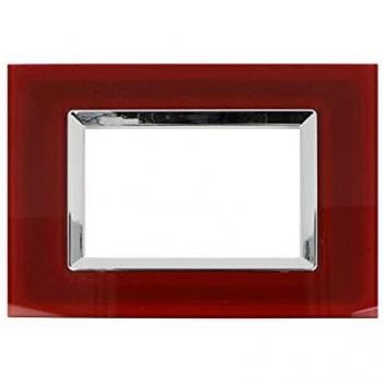 Placca Elegance 3M Rosso Pompeiano 3 Posti Compatibile Bticino Matix