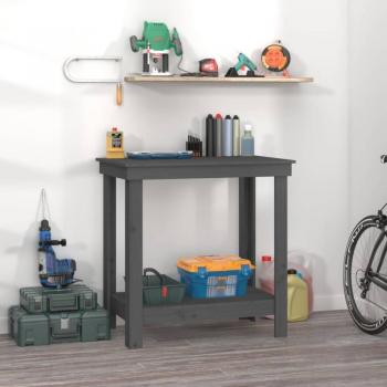 Banc de travail gris en bois de pin 80x50x80 cm