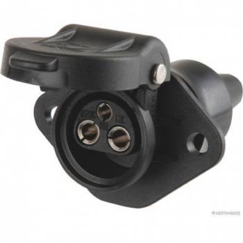 Elparts Steckdose 3-polig mit Gummitülle 6v bis 24V Flachsteckanschluss