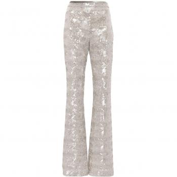 Forte Forte Wide Trousers Beige Female Size S Sequin Embroidered Flare Pants