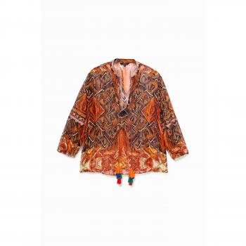Boho Print Blusa Trasparente