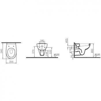 WC surélevé VitrA Conforma Hygiene 355x405x540mm blanc brillant accessible fauteuil roulant hauteur assise 48cm
