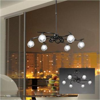 Fragma Plafonnier 6 Ampoules G9 Télescopique Chrome Noir