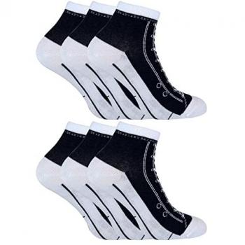 6 Pair Black Lace-Up Shoe Socks