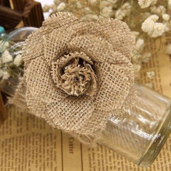 Vintage Jute Burlap Rose Flowers