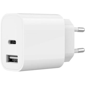 Chargeur secteur universel – 2 connecteurs (USB, USB‑C) – 12 W – Blanc