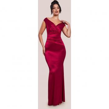 Goddiva Off The Shoulder Satin Dress