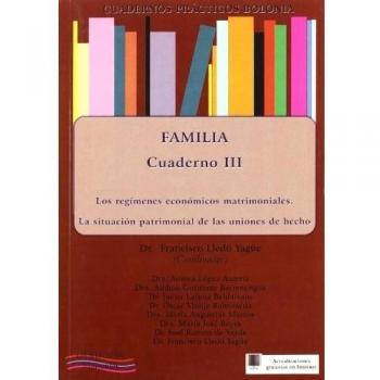 Cuadernos prácticos bolonia. Familia. Cuaderno iii. Los regímenes económicos matrimoniales. La situación patrimonial de las unione (Tapa blanda).