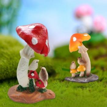 Figurine de jardin champignon coloré