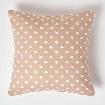 Housse de coussin beige imprimé étoiles 60 x 60 cm