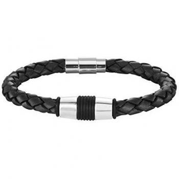 Phebus Bracelet en cuir noir tressé