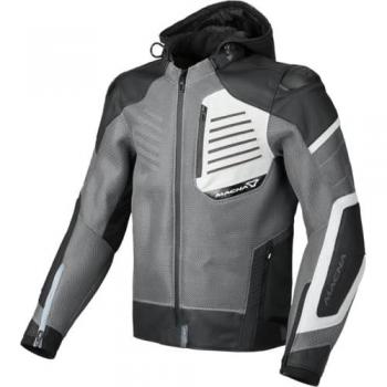 Blouson Cuir Macna Risant Noir-Gris-Blanc