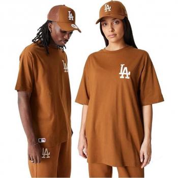 Camiseta New Era League Essentials Oversized LA Dodgers Manga Corta Marrón Claro Blanco