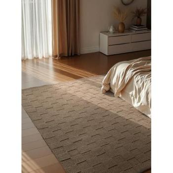 Brown Geometric Checkered Handwoven Wool Rug by Scala – 200 x 230 cm, Low Pile