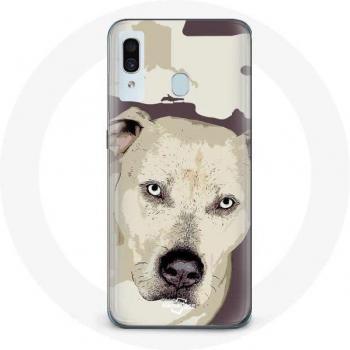 Étui pour Samsung Galaxy A20e Chien de Pitbull Blanc