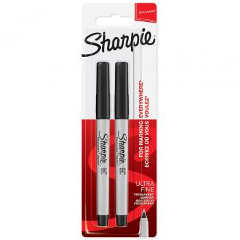 Sharpie Permanent Marker Ultra Fine Tip 0.5mm Line Black Pack of 2