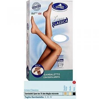 Sauber Linea Classica Collant Open Toe in Maglia Microrete 140 Den Neutro Beige Taglia 2