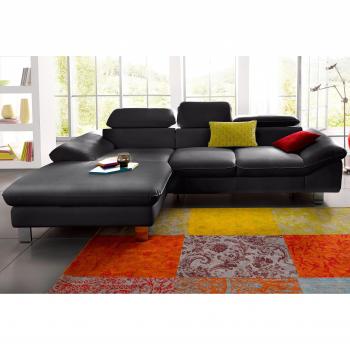 Ecksofa COTTA Driver (L‑Form) – Lederbezug Softlux, Rückenteil mit schwarzem Spann