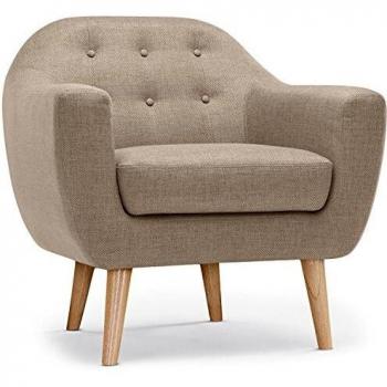 Fauteuil scandinave Lopy en tissu beige