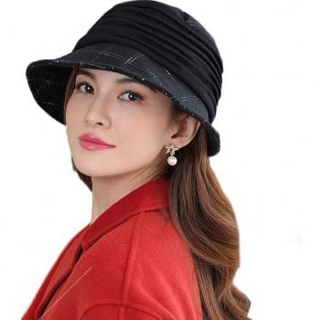 Autumn Plaid Wool Felt Cap for Women