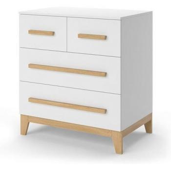 Malia Sideboard & Kommode von VitaliSpa – Weiß/Eiche, 80 × 88 cm, 4 Schubladen