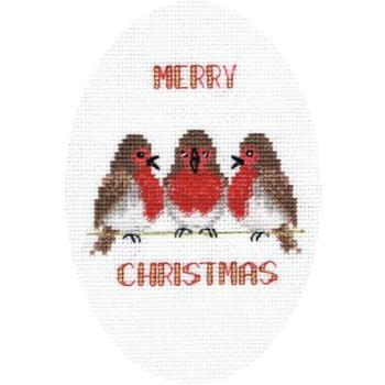 Rotkehlchen‑Kreuzstich‑Set von Bothy Threads – Grußkarte 9×13,3 cm DWCDX41