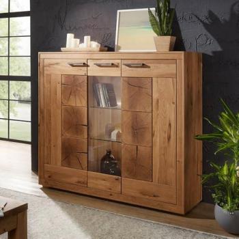 Highboard 150cm, Wildeiche massiv geölt, montiert, Modell WINNIPEG-69