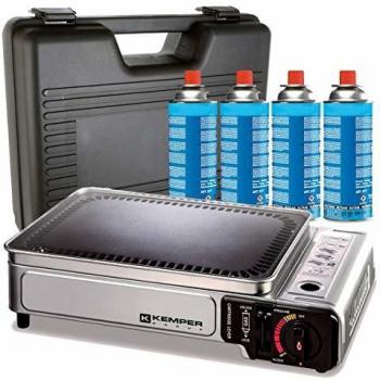 Plancha portable à gaz 2300W avec 4 cartouches de gaz
