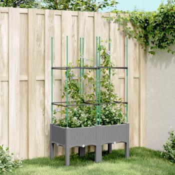 VidaXL Outdoor Planter with Trellis Light Grey 80x40x142.5 cm