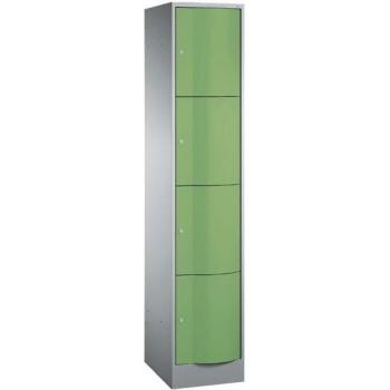 C und P Resisto Schließfachschrank, 1 Abteil, 4 Fächer, Lichtgrau/Clowngrün