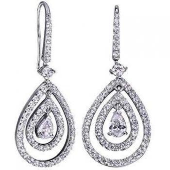 Brillantes Pendientes Circonitas con Acabado de Platino, VIDAL & VIDAL