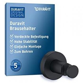 Support de douche Duravit avec rosace ronde en inox noir