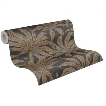 A.S. Création Vliestapete Blumen Tropisch Schwarz Gold Kupfer Metallic 39501-1 Jade