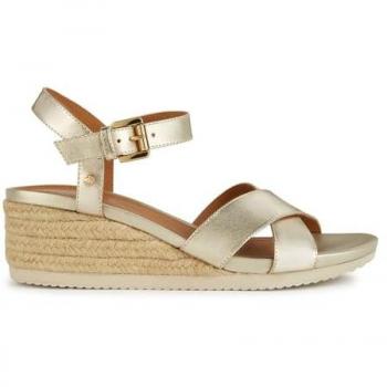 Gold women's sandals Geox Ischia Corda