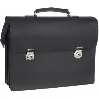 Leonhard Heyden Men's Triple-Section Briefcase – Black, 3623‑001
