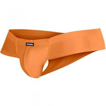 Cut4Men Hybryd Cheeky Brief Orange C4MSPX22 – weiche Mikrofaser, Längsnaht, formbares Suspensorium, orangefarbenes Logo