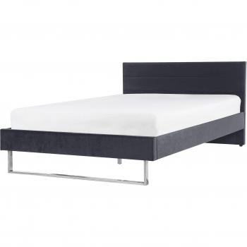 Letto Velluto Grigio con Gambe Argentate 140 x 200 cm