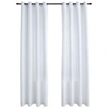 VidaXL Room Darkening Curtains with Metal Rings 2 pcs Off White 140x225 cm