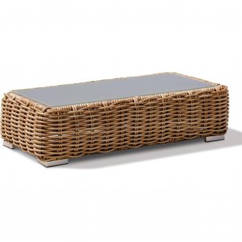 Table basse marron tressée avec verre