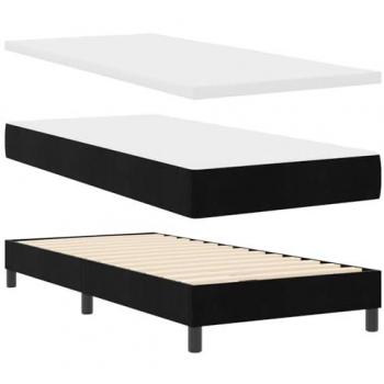Velvet Black 100x200 Bed Combo – Box Spring with Mattress (vidaXL)