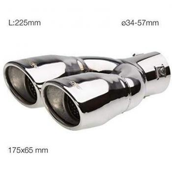 Finition d'échappement Simoni Racing inox double ovale angulaire 86x63xL235mm Montage > 34 mm