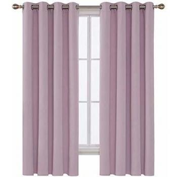 Deconovo Ring Top Blackout Curtains – 52x 84 Baby Pink Set