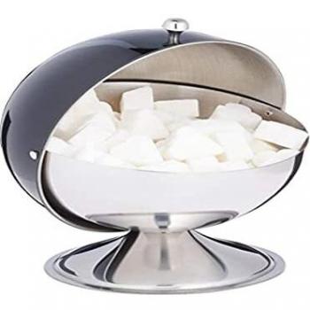 Decorative Tin Sugar Dish with Rolling Lid