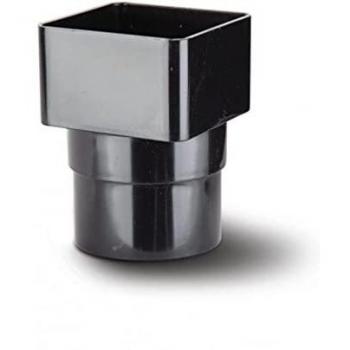 Square to Round Downpipe Link – 65 mm Black