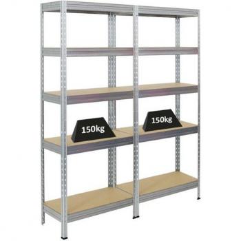 Verzinktes Schwerlastregal Pro Regal Mega Deal 180×75×35 cm (2‑teilig)