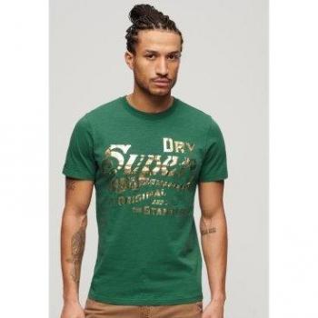 Grünes Superdry Workwear Herren-T-Shirt XL Metallic Design