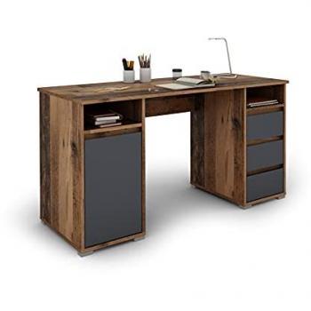 ByLIVING Schreibtisch Lobo, 138 cm, Old Wood/Anthrazit mit Stauraum