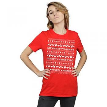 Christmas Duo Cotton Boyfriend Tee – Mickey & Minnie in Red