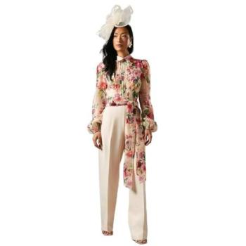 Pintuck Detail Wide Leg Ivory Dress